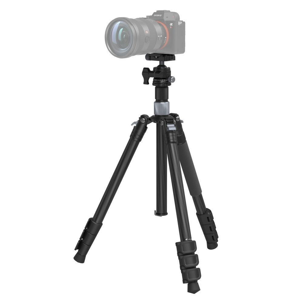 Treppiede In Fibra Di Carbonio SMALLRIG 4221 – 160 Cm, Testa Fluida Con Sgancio Rapido, Basetta Livellante E Colonna Centrale, Ultraleggero 1,3 Kg E Carico Fino A 4 Kg