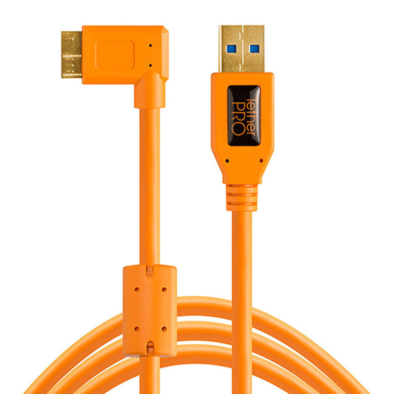Tether Tools cavo USB 3.0 maschio A/Micro B angolazione destra 4.6m arancio alta visibilità