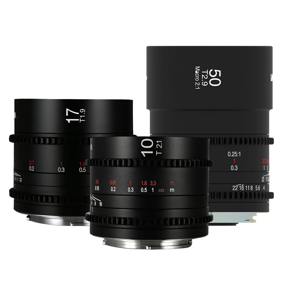 Laowa MFT Cine Prime Pacchetto 3 obiettivi 10 mm + 17 mm + 50 mm