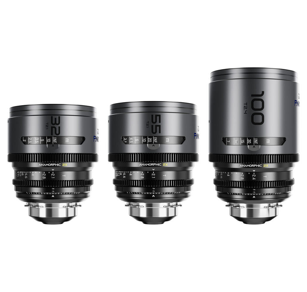 DZOFilm Pavo 2x kit anamorfico a 3 lenti 32/55/100mm Rivestimento blu