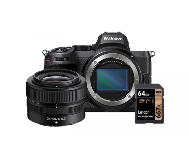 Fotocamera Mirrorless Nikon Z5 + Z 24-50mm + SD 64GB Lexar 667x Pro Nital