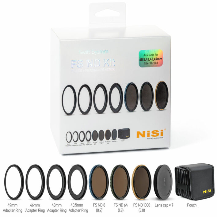 NiSi Kit Swift FS ND con ND8 (3 Stop), ND64 (6 Stop) e ND1000 (10 Stop) 62mm