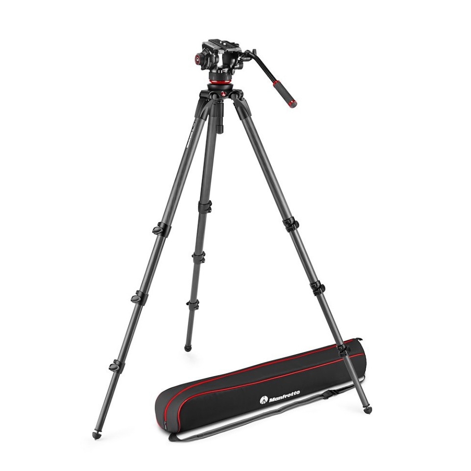 Manfrotto Testa Video Fluida 504X e Treppiede Tubo Sing. Carbonio 536