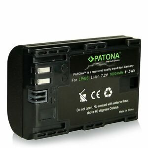 Batteria PATONA Premium compatibile Canon LP-E6 80D/6D/6DII/5DIV/7DII/R