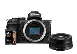 Fotocamera mirrorless Nikon Z50 Z DX 16-50 VR SD 64GB Lexar 667x Pro Nital