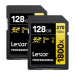 Scheda di memoria Lexar 128GB SDXC Pro UHS-II U3 ​​V60 1800x 270MB/s Confezione da 2